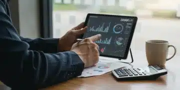 Thoughtful person analyzing debt consolidation options on a tablet in 2025.