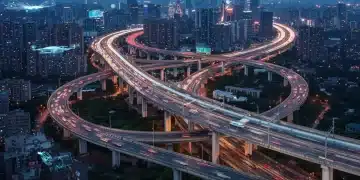 Futuristic transportation network with high-speed rail and broadband connectivity