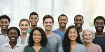 Diverse group smiling, representing accessible healthcare and community health