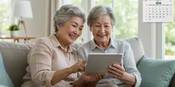 Senior couple reviewing 2026 Social Security COLA increase on tablet
