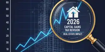 Financial chart with 2026 focus illustrating capital gains tax impact on real estate.