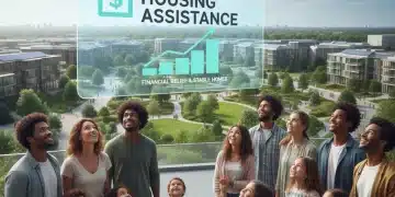 People smiling at an infographic about 2026 housing assistance programs offering financial aid.