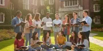 Diverse college students on campus, symbolizing accessible education.