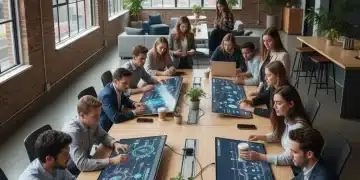 Students and professionals collaborating on future career paths