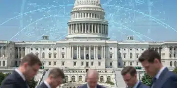 US Capitol building with AI network overlay, symbolizing AI regulation debate