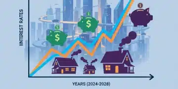 Illustration of rising interest rates affecting housing and savings in the 2026 US economy.