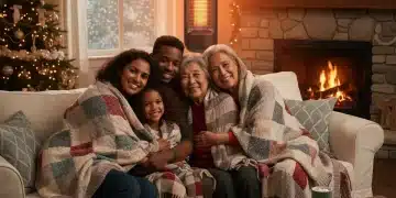 Family staying warm at home with energy assistance