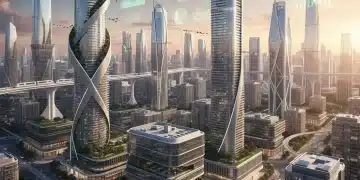 Futuristic cityscape representing the US housing market in 2026 with investment growth