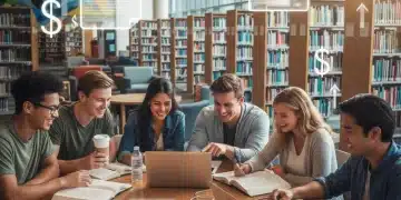 College students smiling while studying, symbolizing successful financial aid applications