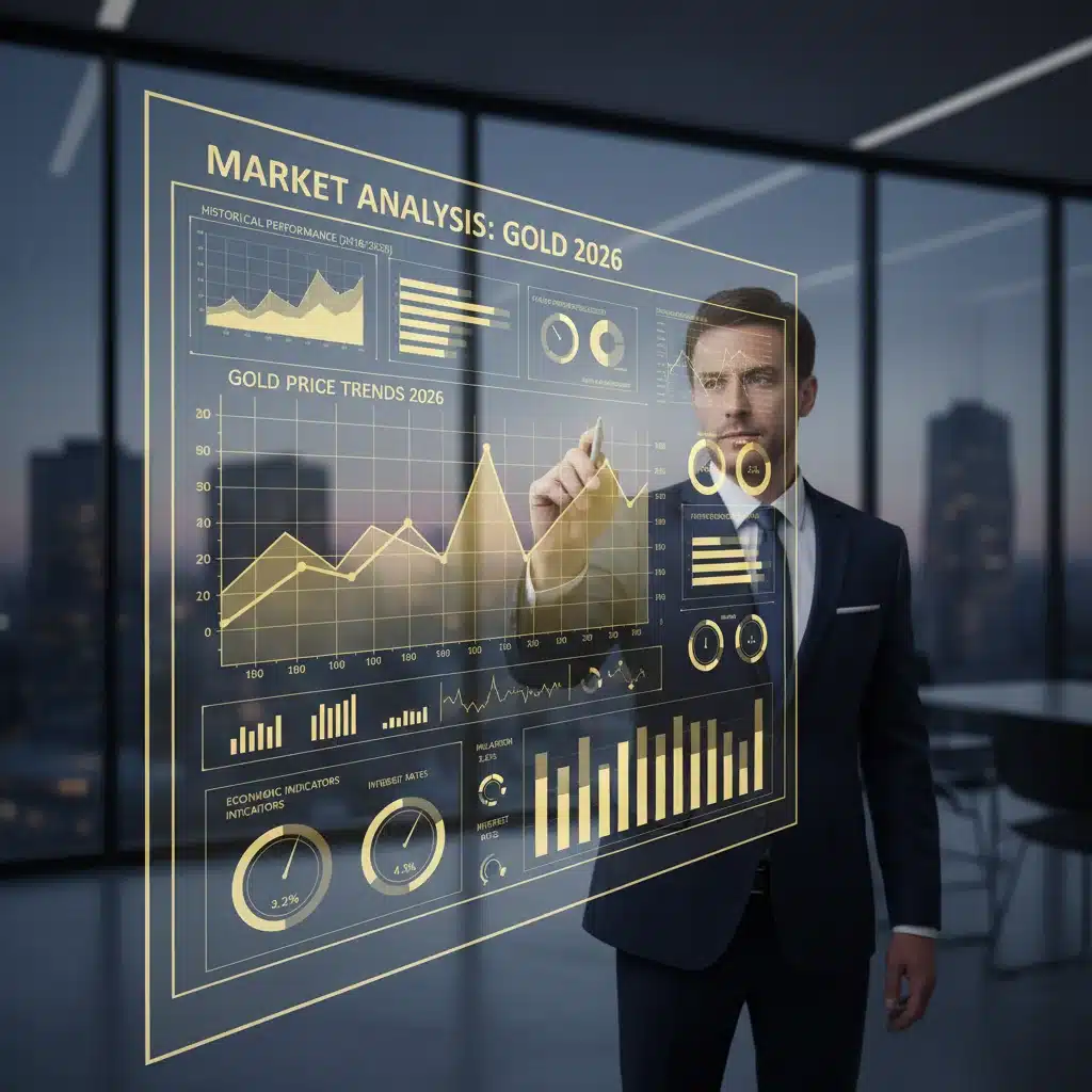 Financial analyst analyzing gold price trends