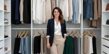 Woman demonstrating a perfect capsule wardrobe with 12 versatile clothing items for 2026 fashion