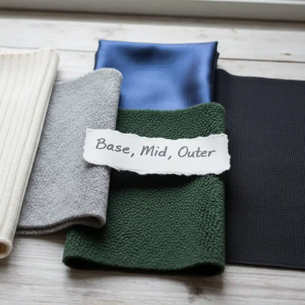 Fabric swatches showing different textures for winter layering