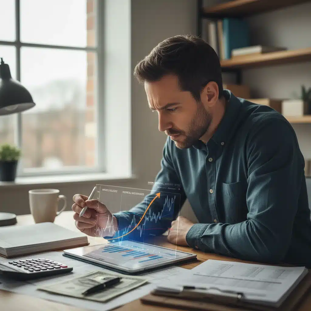 Investor analyzing financial data for interest rate changes