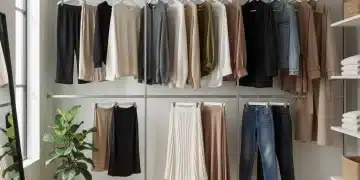 Modern minimalist closet with 20-piece capsule wardrobe