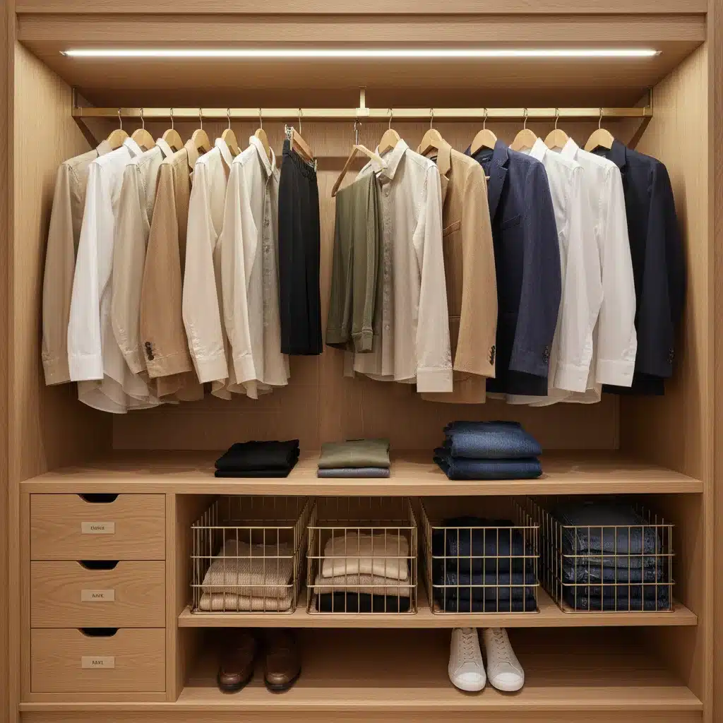 Organized capsule wardrobe with versatile clothing for easy styling