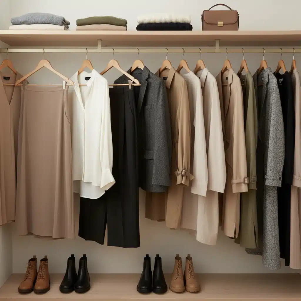 Organized capsule wardrobe with neutral versatile clothing pieces