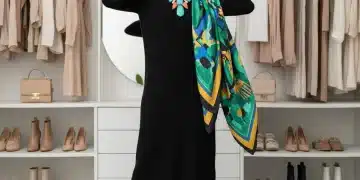 Elevate Your Style: 3 Ways to Transform Any 2026 Outfit with Jewelry and Scarves Woman transforming outfit with statement necklace and silk scarf, showcasing versatile styling.