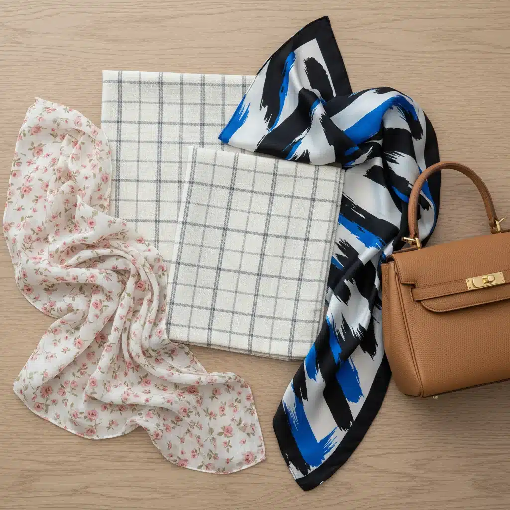 Fashion flat lay demonstrating varied pattern scales and textures with a neutral anchor