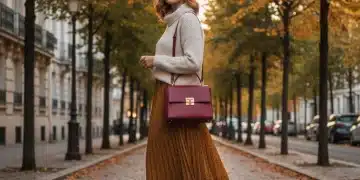 Seasonal Style Transition: 8 Smart Ways to Adapt Your Wardrobe from Summer to Fall 2026 Woman in stylish transitional outfit for early fall 2026, walking on a tree-lined street.