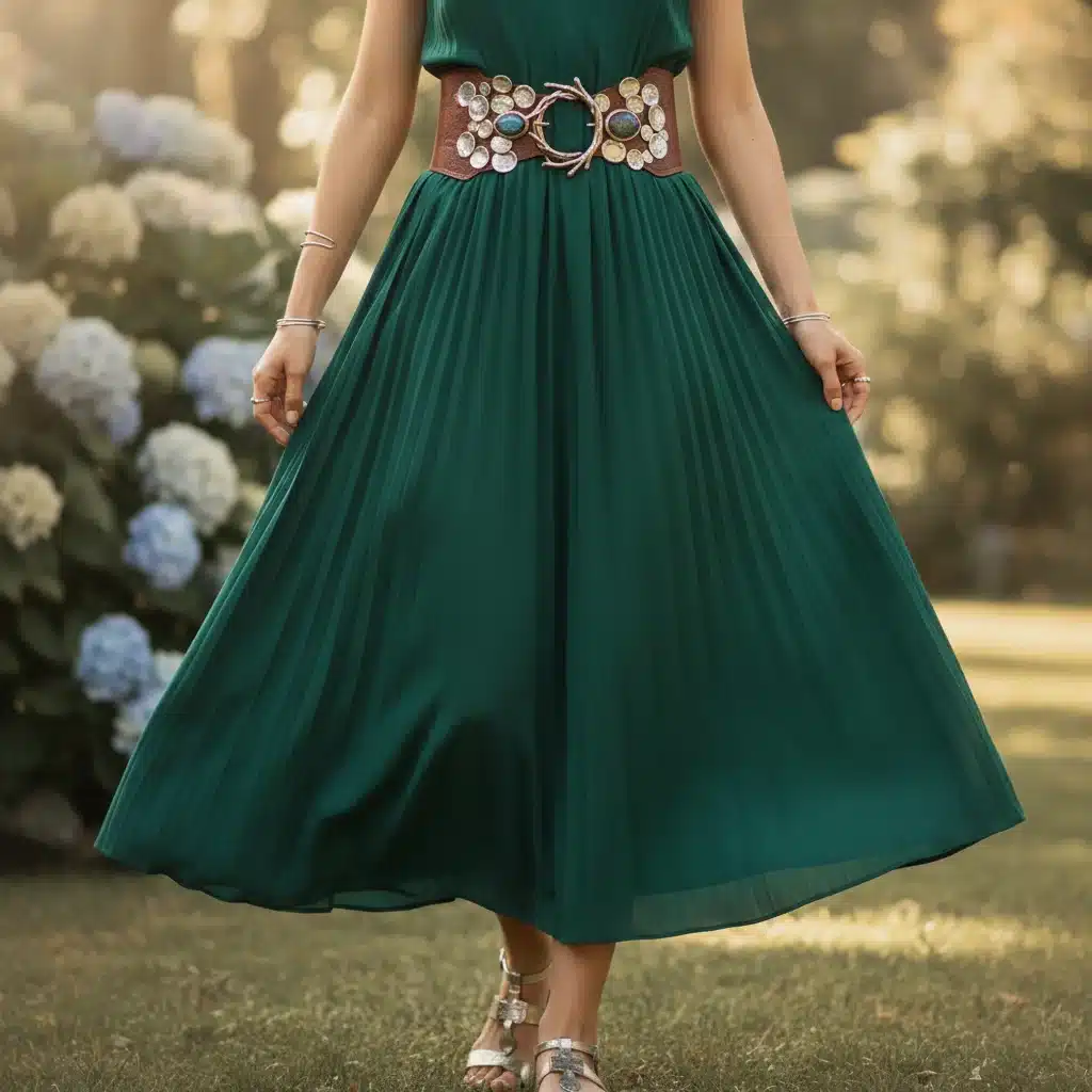 Statement belt on a flowy midi dress