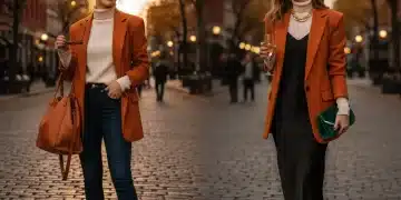 From Day to Night: 4 Versatile Fall Outfit Transformations for 2026 Events Woman transforming versatile fall outfit from day to night