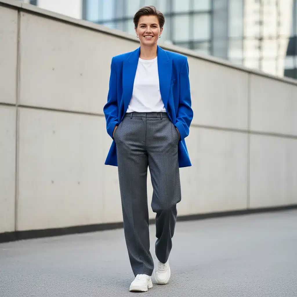 Person wearing an oversized blazer with confidence