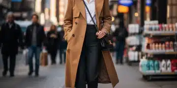 Woman in classic trench coat epitomizing smart wardrobe investments
