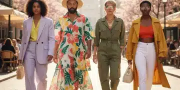 Stylish people walking in spring fashion trends