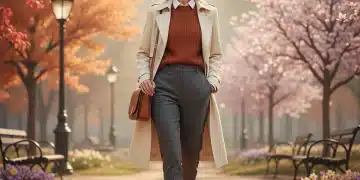 Woman in stylish versatile layering outfit for unpredictable weather